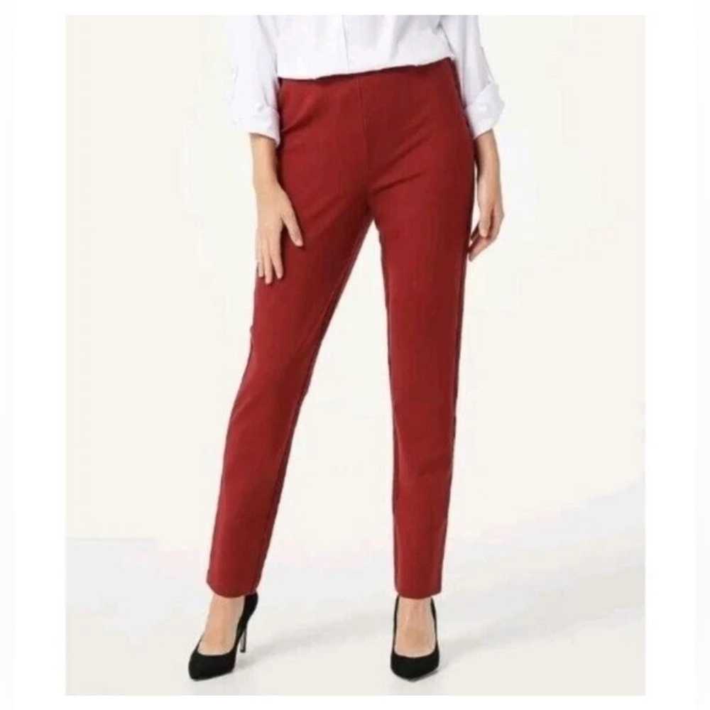 Joan Rivers Signature Petite Knit Full-Length Red Pants! Size 1XP.